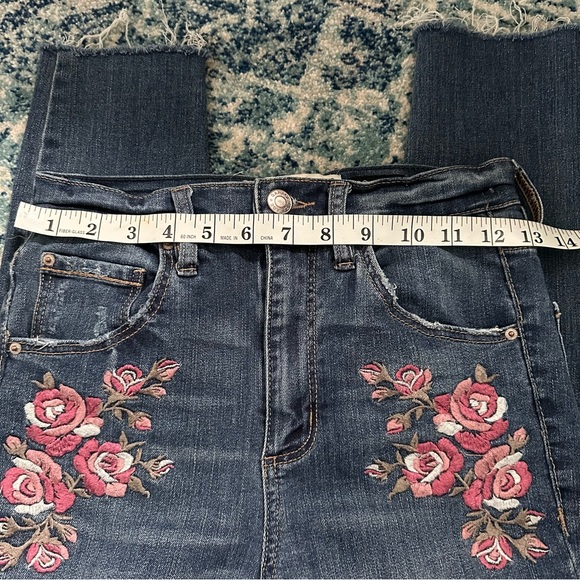 Garage | Denim Ultra High Rise Floral Embroidered Skinny Jeans - Picture 9 of 14